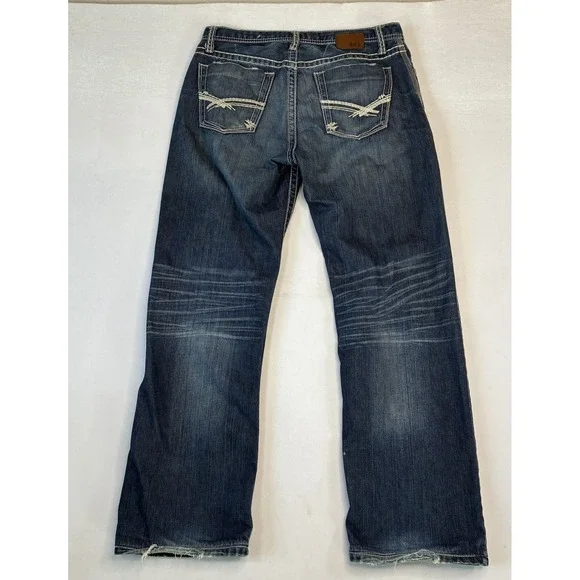 BKE Tyler Jeans Men 34x30 Straight Buckle Whisker Western Cowboy Denim Medium - Picture 4 of 12